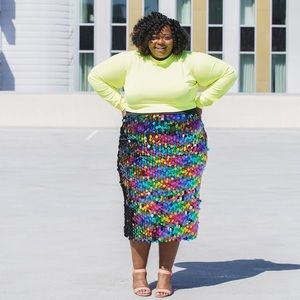 Neon Green Crop Top & Sequin Top